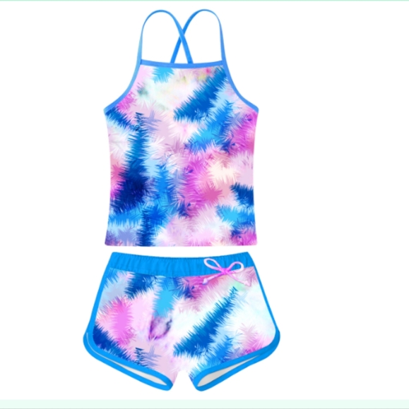 YOCOJA Girls Swimsuit Two Piece Bathing Suits Tankini with Adjustable Strap Swim - Picture 1 of 7